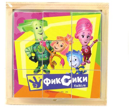 Кубики из дерева "Фиксики" 9 штук