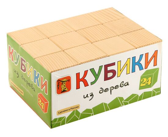 Кубики из дерева неокрашенные 24 штук Пелси