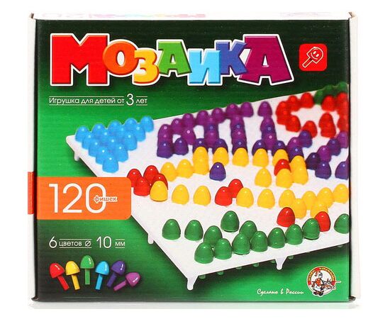 Мозаика 120 фишек 6 цветов 10 мм