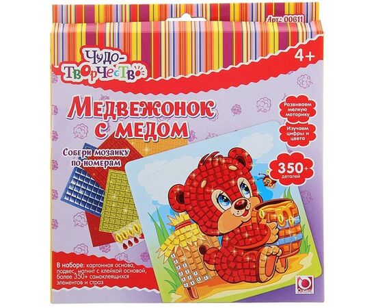 Самоклеящаяся мозайка "Медвежонок с медом"