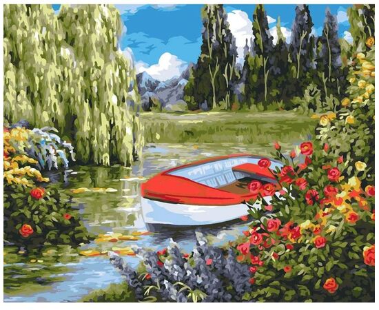 Роспись по холсту по номерам "Цветочная заводь", 40×50 см