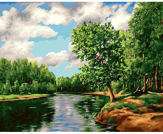 Роспись по холсту по номерам "Летние облака", 40×50 см