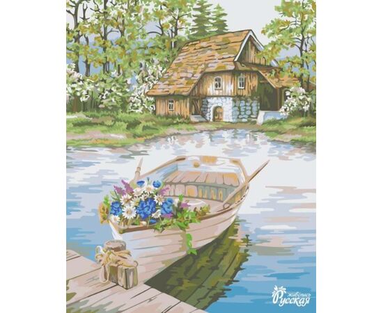 Роспись по холсту по номерам "Лодочка", 40×50 см