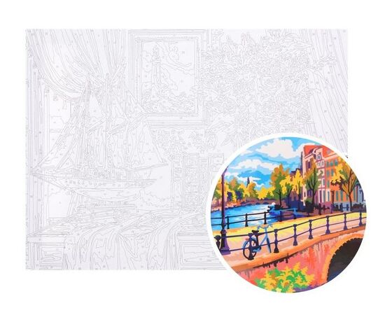 Роспись на холсте "Европейская улица" 30×40 см