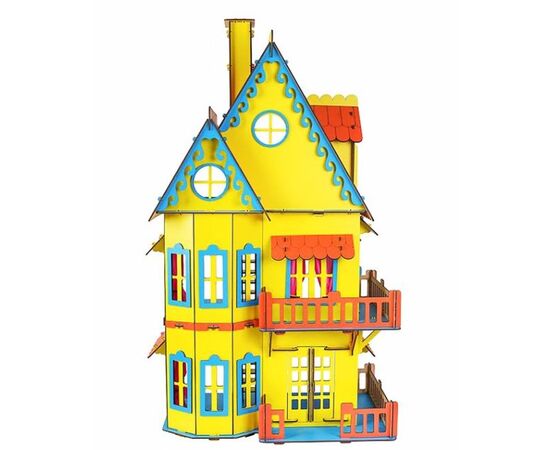 Кукольный дом из дерева, желтый 80,5 x 48 x 29 см
