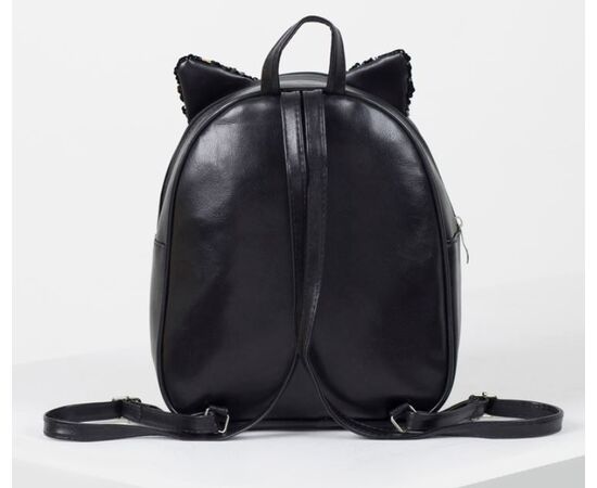 Рюкзак детский с пайетками 30x28 см, цвет чёрный
