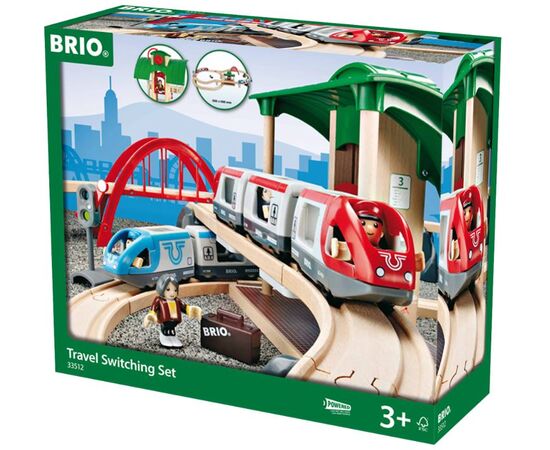 BRIO Деревянная железная "Вокзал", 2-х уровневая, 42 детали