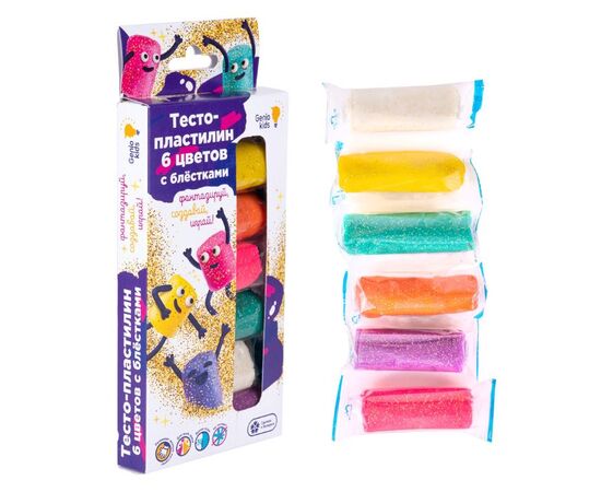 Набор для детской лепки "Тесто-пластилин 6 цветов с блёстками"