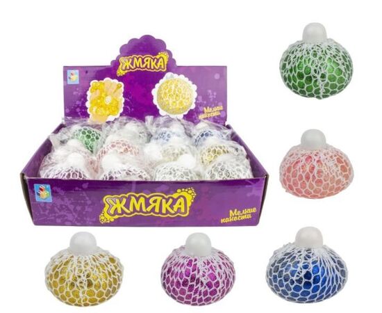 Лизун-мялка "Жмяка", в сетке, диаметр 7 см, в ассортименте