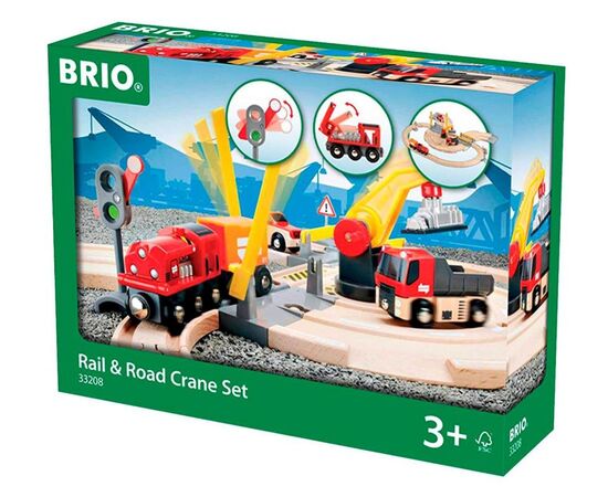 BRIO Железная дорога с автодорогой,переездом и краном, 26 элементов