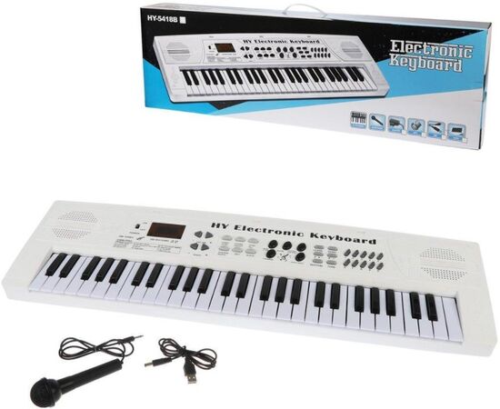 Синтезатор детский 54 клавиши, микрофон, подключение к USB, HY5418B