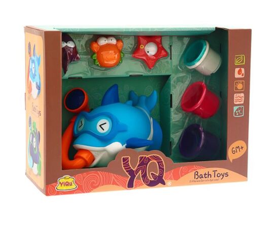 Игрушки для купания "Акула в маске" с лейкой + стаканчики