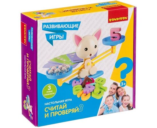 Развивающие игры Bondibon Настольная игра "Считай и проверяй. Котик"
