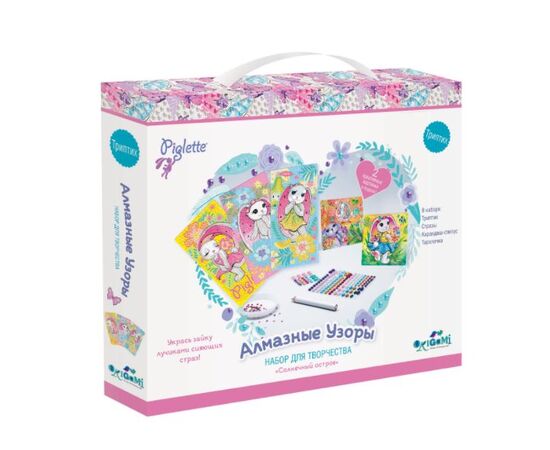 Алмазные узоры "Piglette" Триптих. 3 картинки 10*20см
