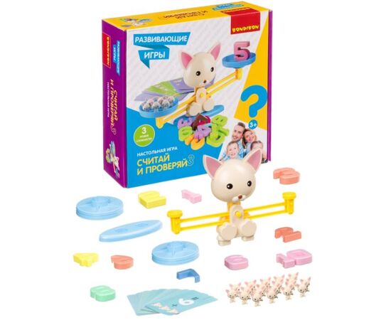 Развивающие игры Bondibon Настольная игра "Считай и проверяй. Котик"