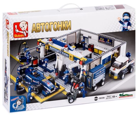 Конструктор Sluban "Автогонки. Пит-стоп", 741 деталь