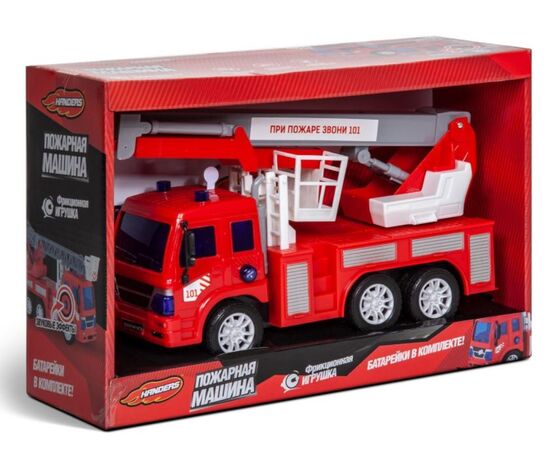 Фрикционная игрушка со светом и звуком "Пожарная машина. Автовышка" 26 см