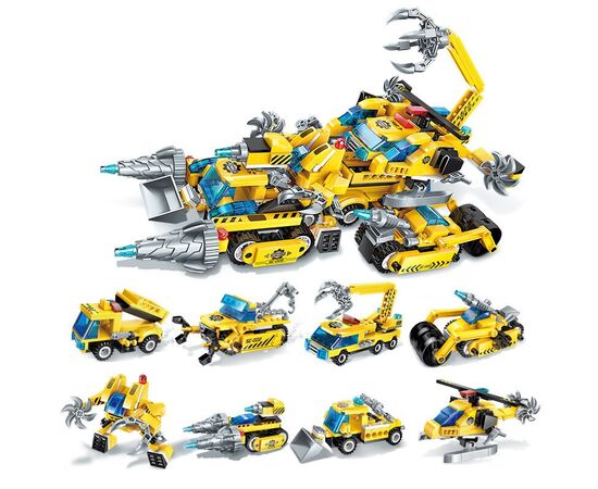 Конструктор-трансформер 1TOY Blockformers  "Мегастроймобиль", комплект из 8 шт