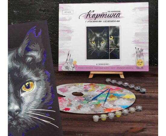 Картина по номерам с объемными элементами "Кошачий взгляд", 30×40 см